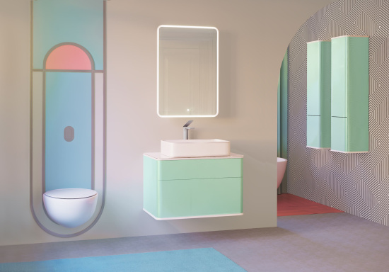 Тумба с раковиной Jorno Pastel 80 бирюзовый бриз