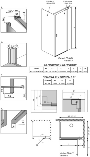 Душевой уголок Radaway Nes KDJ II 110x100 R