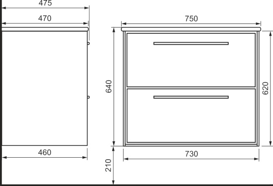 Тумба с раковиной Raval Frame 75 дуб сонома, подвесная