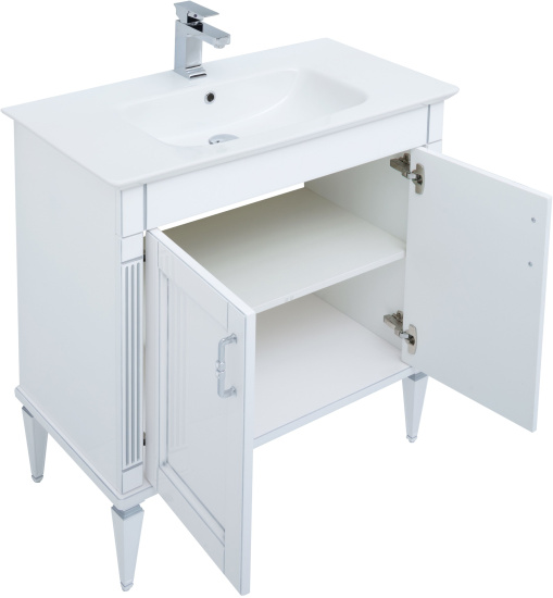 Тумба с раковиной Aquanet Селена 90 серебро, 2 двери