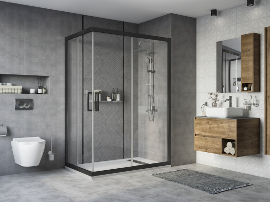 Душевой уголок Stworki Карлстад 140x90 см профиль черный матовый