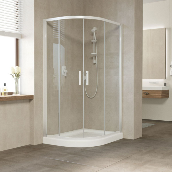 Душевой уголок Vegas Glass ZS-F 110*100 01 01 профиль белый, стекло прозрачное