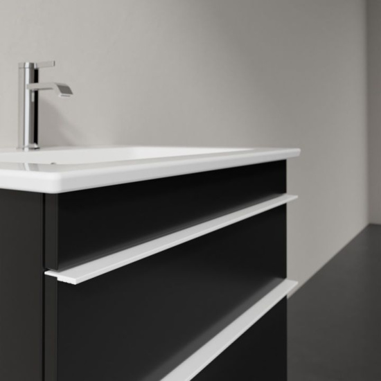 Мебель для ванной Villeroy & Boch Venticello 60 black matt lacquer, с белыми ручками