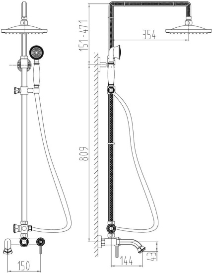 Душевая стойка Milacio Vitoria MC.101.SL