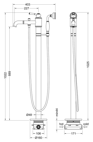 Напольный смеситель для ванны Timo Arisa 5300/03Y-CR
