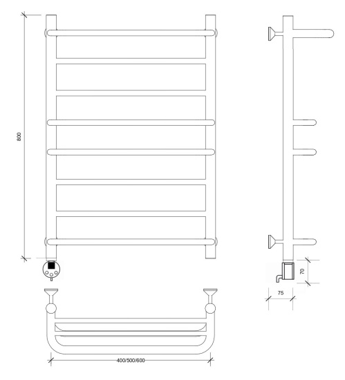 Полотенцесушитель электрический Secado Верона 2 80/50 L, хром