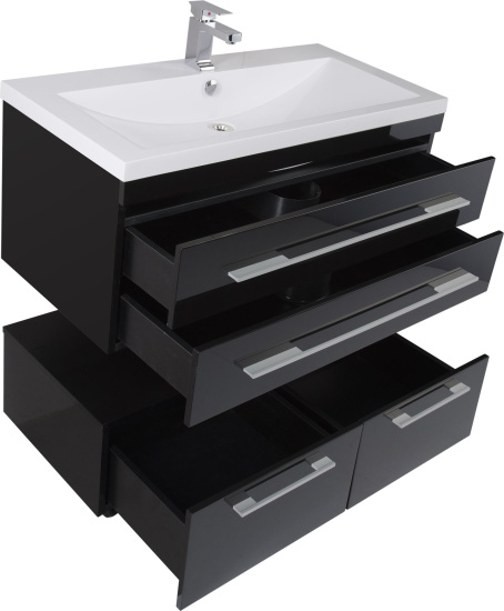 Тумба Aquanet Нота 100 подкатная черная