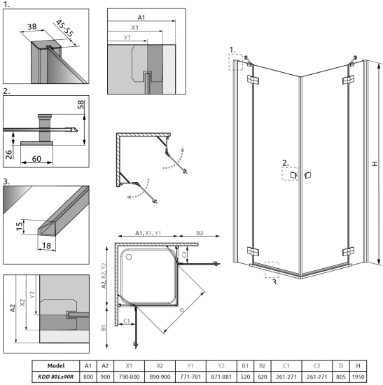 Душевой уголок Radaway Almatea KDD 80x90