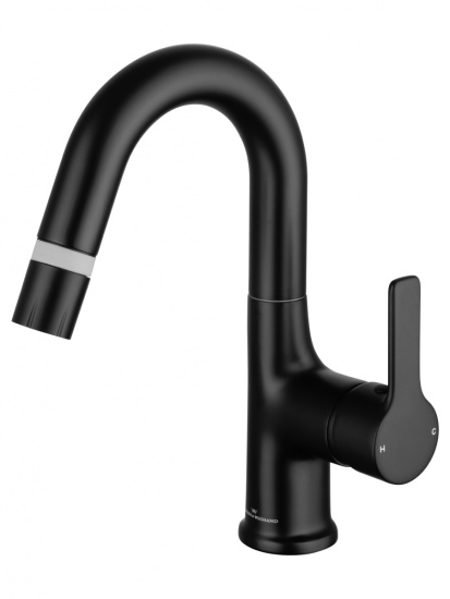 Смеситель для раковины Wonzon & Woghand WW-FE01L212-MB с выдвижным изливом