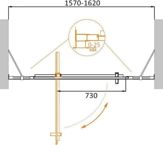 Душевая дверь в нишу Cezares Molveno-BA-12-100+40-P-Cr