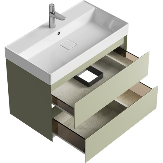 Тумба с раковиной Aqwella 5 stars Geometria 80 подвесная, 2 ящика, шалфей зеленый