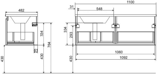 Тумба с раковиной Эстет Dallas Luxe 110 подвесная, 1 ящик, L