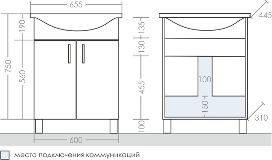 Мебель для ванной СанТа Элеганс 65