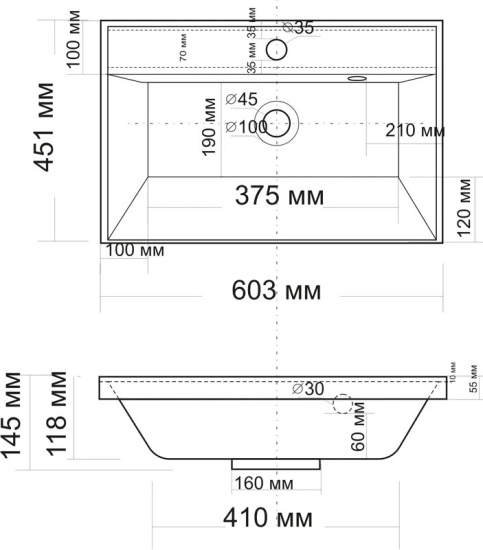 Тумба с раковиной Vod-Ok Best 60 черная