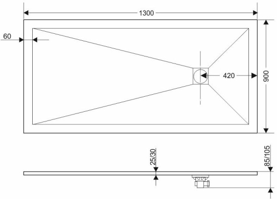 Поддон для душа RGW Stone Tray ST-0139G 90х130