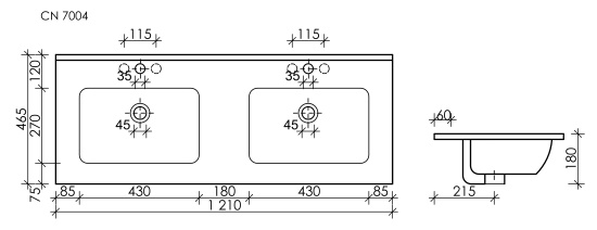 Мебельная раковина Sancos Element 121 CN7004MB черная матовая