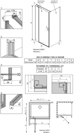 Душевой уголок Radaway Nes KDJ II 110x90 L