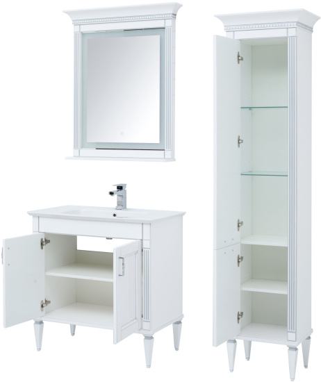 Тумба с раковиной Aquanet Селена 90 серебро, 2 двери