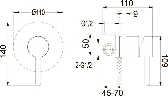 Смеситель для душа Omnires Y Y1245GL с внутренней частью, золото