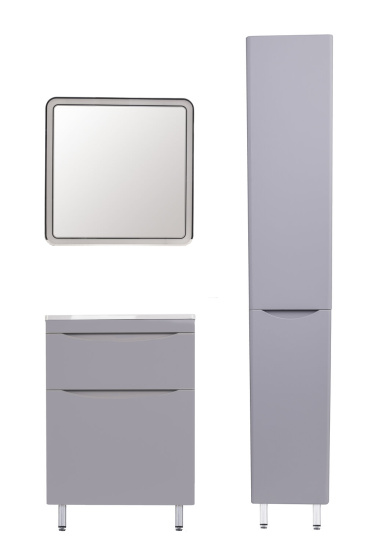 Тумба с раковиной Style Line Бергамо мини 60 2 ящика Люкс антискрейтч серая, Plus напольная