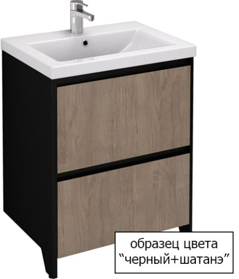 Тумба с раковиной Velvex Klaufs 40.1D черная, шатанэ