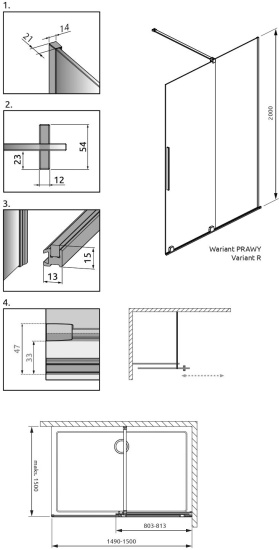 Душевая перегородка Radaway Furo Walk-in 150 R