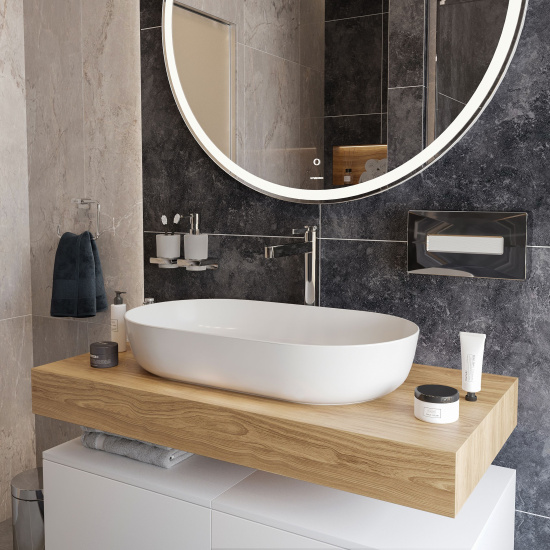 Мебель для ванной с раковиной Duravit Luv 60: столешница 100, дуб французский, без отверстий + 2 тумбы 50