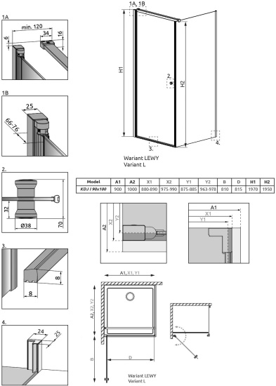 Душевой уголок Radaway EOS KDJ I 90x100 L