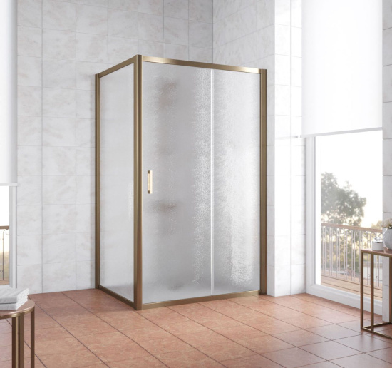 Душевой уголок Vegas Glass ZP+ZPV 130*90 05 02 профиль бронза, стекло шиншилла