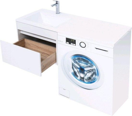 Тумба с раковиной Aquanet Токио 120 L белая подвесная, 1 ящик
