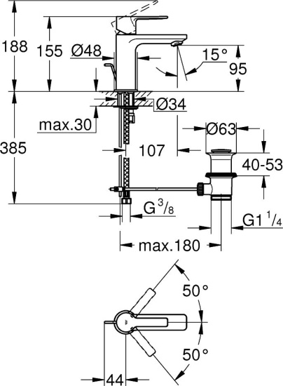 Смеситель для раковины Grohe Lineare New 32109AL1 темный графит