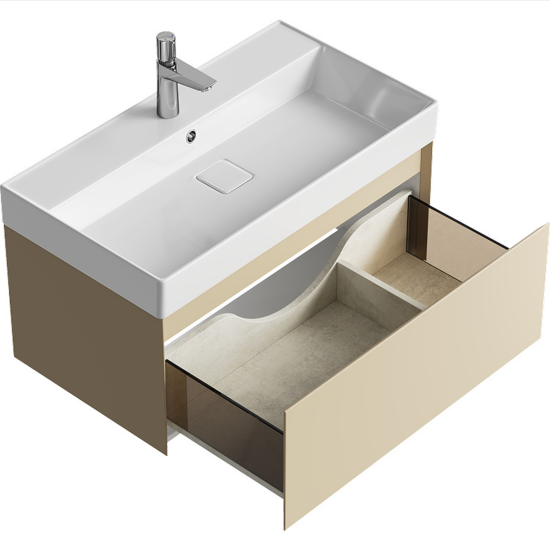 Тумба с раковиной Aqwella 5 stars Geometria 80 подвесная, 1 ящик, морская дюна