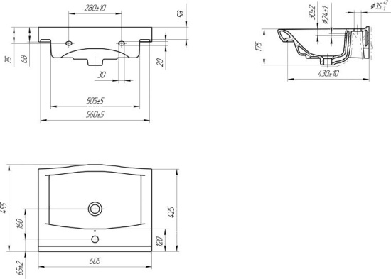 Мебель для ванной Sanflor Норд 60 тауп с раковиной Strim 60