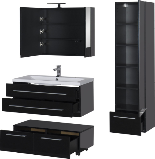 Тумба Aquanet Нота 100 подкатная черная