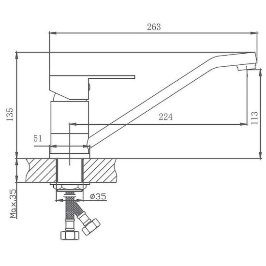 Смеситель для кухни Haiba HB42802 сталь