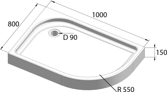 Поддон для душа BelBagno Tray 100х80 L R550