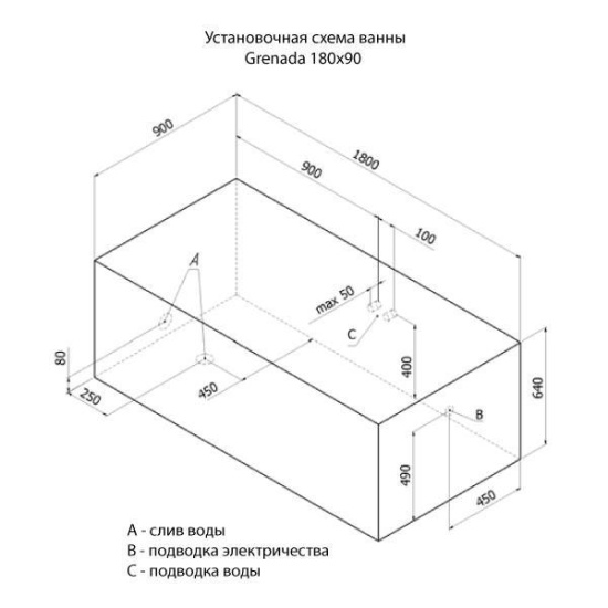 Акриловая ванна Aquanet Grenada 180х90 см