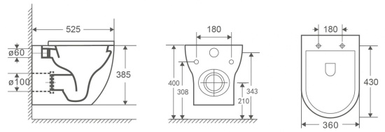 Подвесной унитаз Owl 1975 Wave Cirkel-H OWLT190801 безободковый