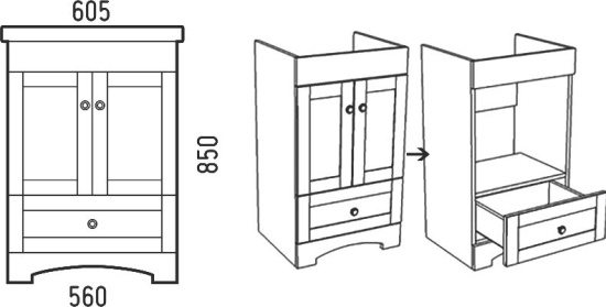 Мебель для ванной Corozo Техас 60 напольная