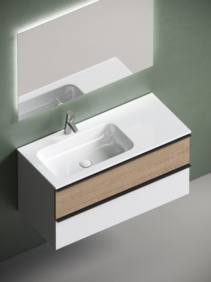 Тумба с раковиной Sancos Delta 100 дуб светлый/белый правая, DL100LW