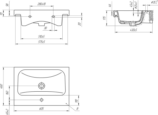 Тумба с раковиной Misty Лира 60 напольная