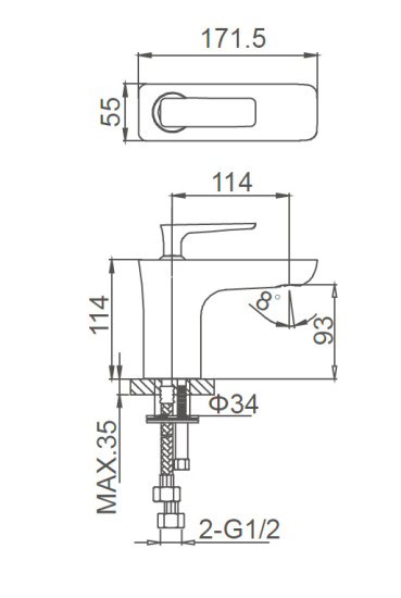 Смеситель для раковины Wonzon & Woghand Shark WW-481101-CR