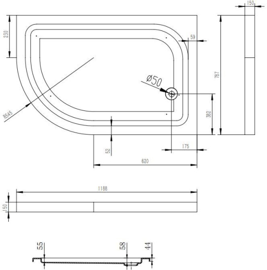 Душевой уголок Esbano ESD-8027А 120x80, R, с поддоном