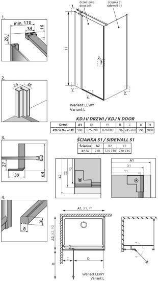 Душевой уголок Radaway Nes KDJ II 90x75 L
