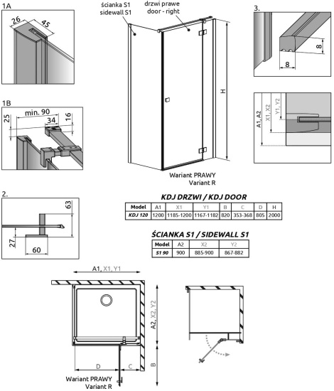 Душевой уголок Radaway Essenza New KDJ 120х90 R