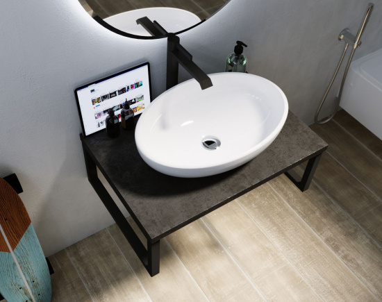 Столешница с раковиной 1MarKa Grunge Loft 90 бетон темно-серый