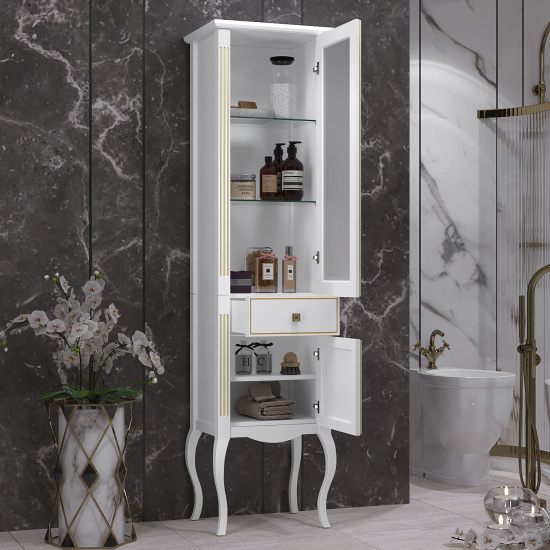 Пенал Opadiris Лаура 45 R белый золотая патина