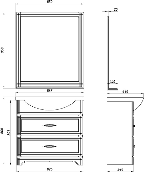Мебель для ванной ASB-Woodline Берта 85 орех антикварный