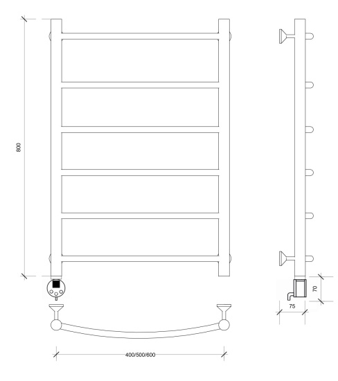 Полотенцесушитель электрический Secado Милан 1 80/40 L, хром