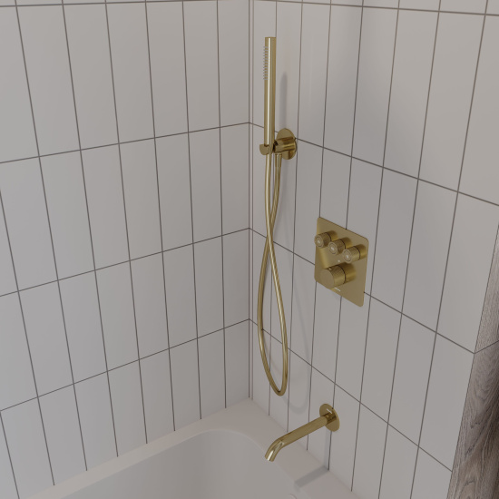 Смеситель для ванны AQUAme AQM8812BG термостат на 3 потребителя